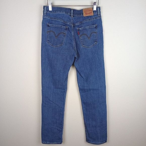 Levi's Jeans Classic Straight Womens Size 6 Medium Wash Stretch Denim Orange Tab - Picture 3 of 10